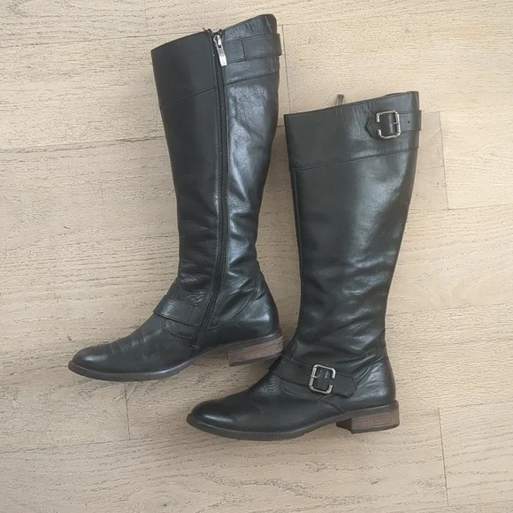 Paul Green Black Leather Knee High Boots 7.5 - Picture 3 of 10